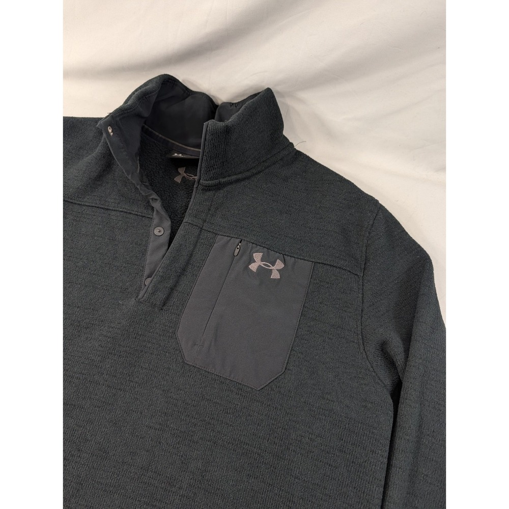 Under Armour Sweater Mens XL Gray Fleece Specialist Henley 2.0 ColdGear Pullover